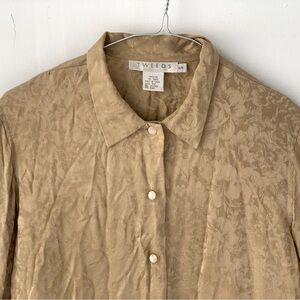 Vintage 90s bronze 100% silk shirt, patterned with rose floral design